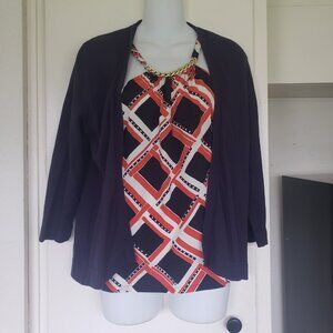 August Silks Purple Sweater with built in top Size PL
